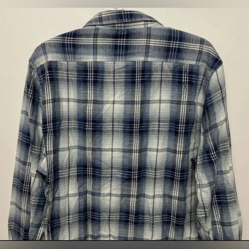 Flag & Anthem Mens Plaid Shirt Button Up Large Adult Blue Navy White NWT - Picture 8 of 13
